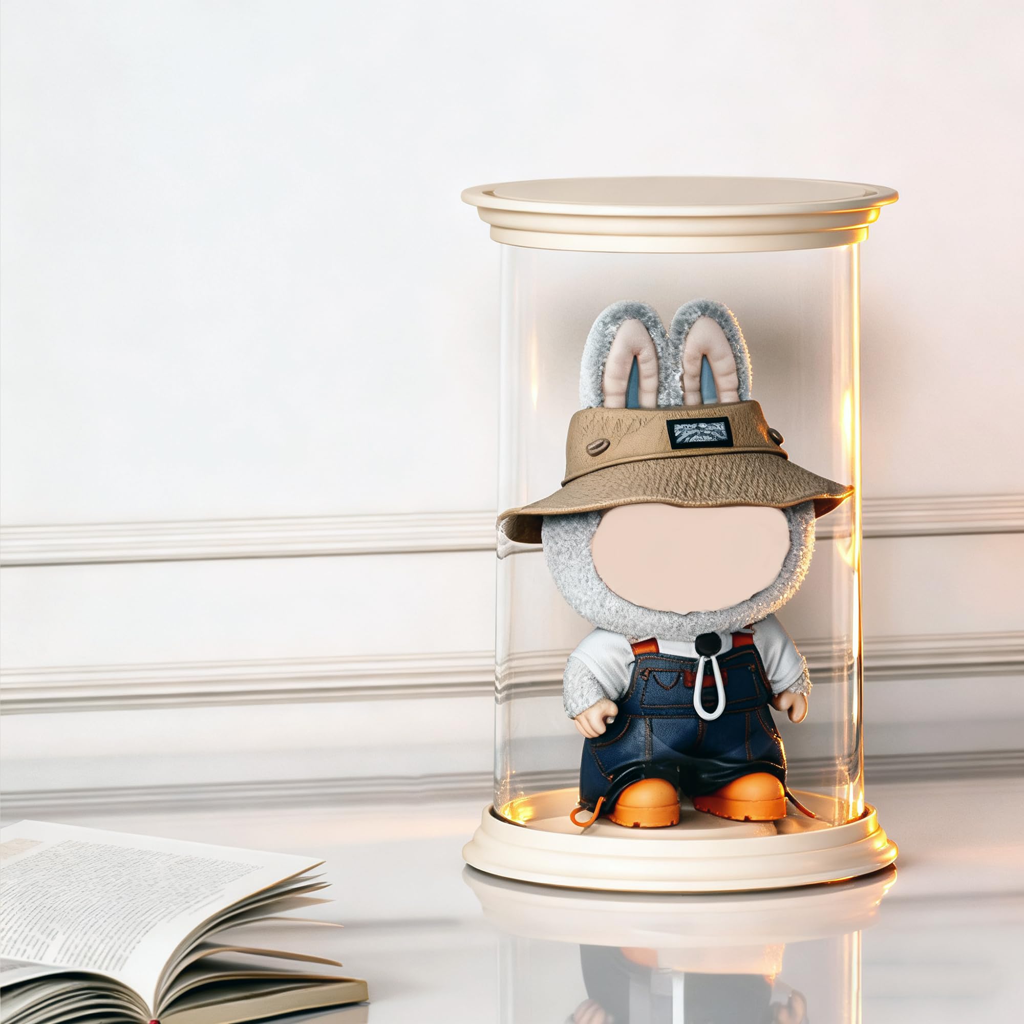 

Set of 1 Acrylic Figure Dolls to Stand or Storage Box for Display Display Dustproof and Waterproof Cover (1, Cylindrical) Box, Clear, Stackable,