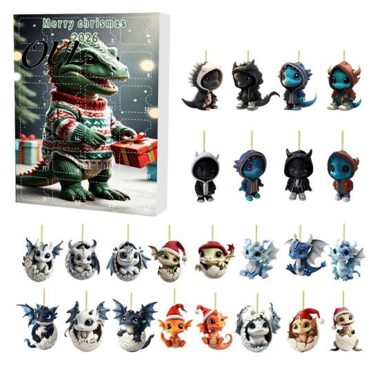 Acrylic Dragon Hanging Ornaments Advent Calendars 2026, 24 Days Christmas Countdown Calendar with To Ornaments, Collectible Pendants for Kids, Adults