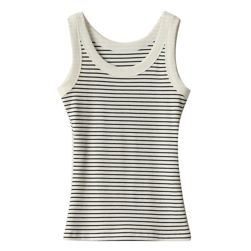 Pure Cotton Striped Camisole Female Summer New Shade Pair of Breasts Outside To Wear In The Bottom Coat