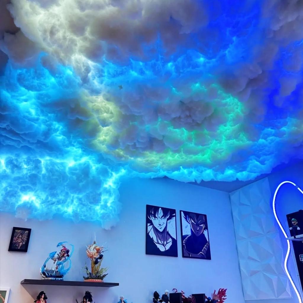 3D Thunder Cloud LED Light Kit, DIY Creative Thunder Cloud Lamp Wall with Remote Control, Colorful Atmosphere Night Light(5m)