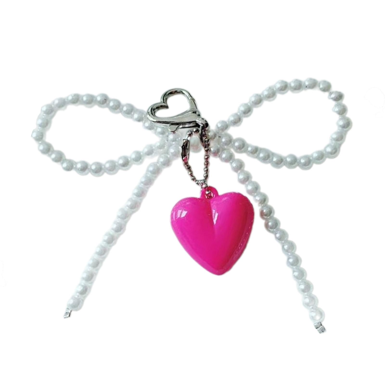 

Уникальный брелок-бантик с подвеской в виде сердца, нежное украшение в виде сердца, стильный брелок-бантик, подвеска для сумки, украшение белый