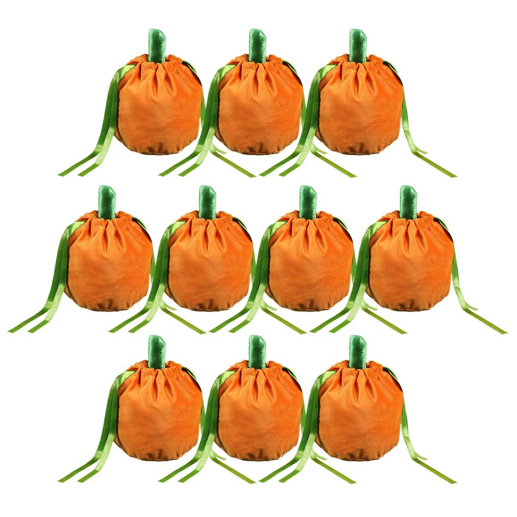 10 Pcs Pumpkin Gift Bags Little Hallowee Gift Bags With Drawstring Thanksgiving Pumpkin Candy Bags For Gift Goodies Candy Snacks