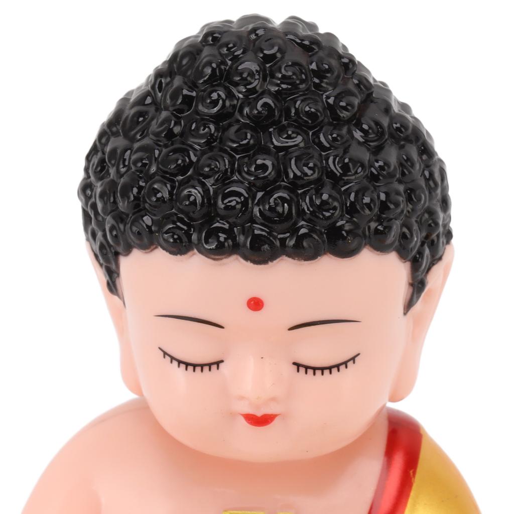 Buddha Ornament Solar Powered Light Energy Sensing Auto Nod Buddha Decoration for Home Car