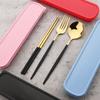 Gold Geschirr Set Reise Camping Besteck Gabel Löffel Stäbchen Set Geschirr Mit Tragbare Box Edelstahl Besteck Set