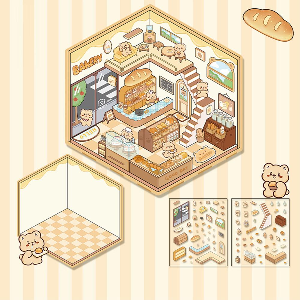 

1 комплект креативных 3D-наклеек для симуляции кабины, милые мультяшные наклейки ручной работы для ландшафтного дизайна, наклейки для укладки сцен A