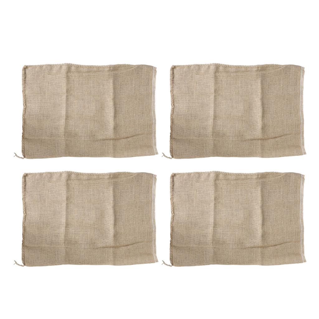 4PCS Reusable Burlap Bags Potato Onion Sacks for Vegetable Food Storage Family Party Outdoor Lawn Games 50x70CM