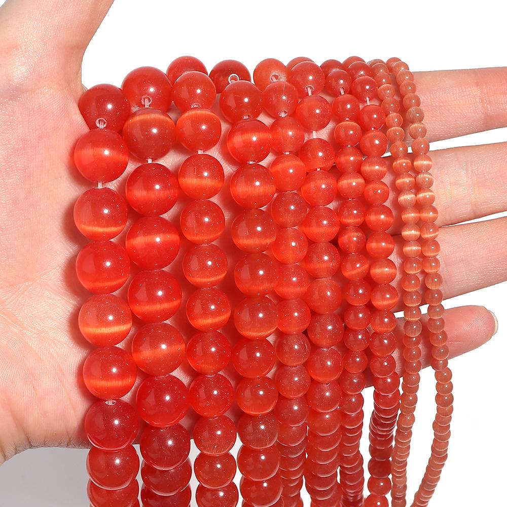 4/6/8/10/12mm Multicolor Natural Cat Eye Stone Beads For Jewelry Making Loose Spacer Round Beads DIY Charms Bracelet Necklace