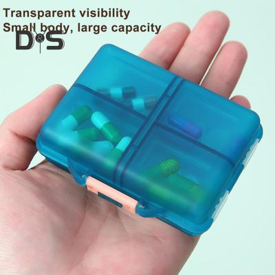Pillendose mit sicherem Schnallenverschluss, 8 Fächer, Pillenspender mit abnehmbaren Deckeln, Reise-Pillenorganizer
