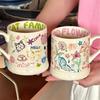 High-value Mug Childlike Graffiti Butterfly Cream Ceramic Cup Office Coffee Cup Couple Breakfast Cup