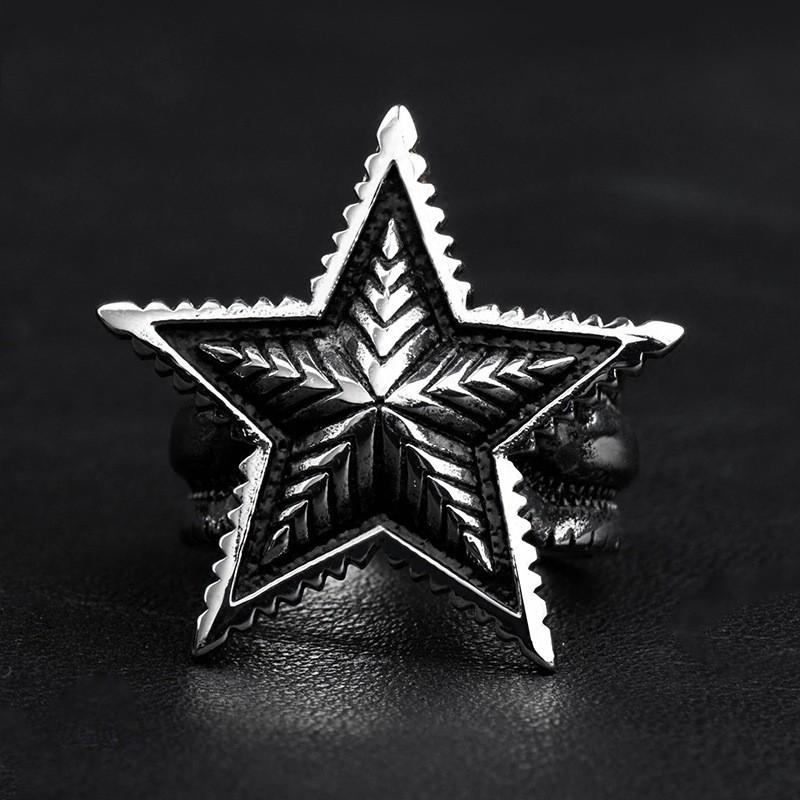 Adjustable Open Ring Men Women Punk Rock Star Sign Geometry Statement Finger Plated Vintage Style