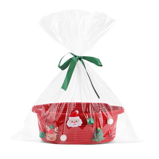 Christmas Gift Basket Braided Rope Basket with Handles Large Capacity Toy Organizer Cute Xmas Basket for Festive Gifts Home Storage