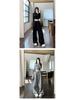 American Gray Hip Hop Wide-Leg Jazz Sweats: Loose, Floor-Length Women's Casual Sports Pants
