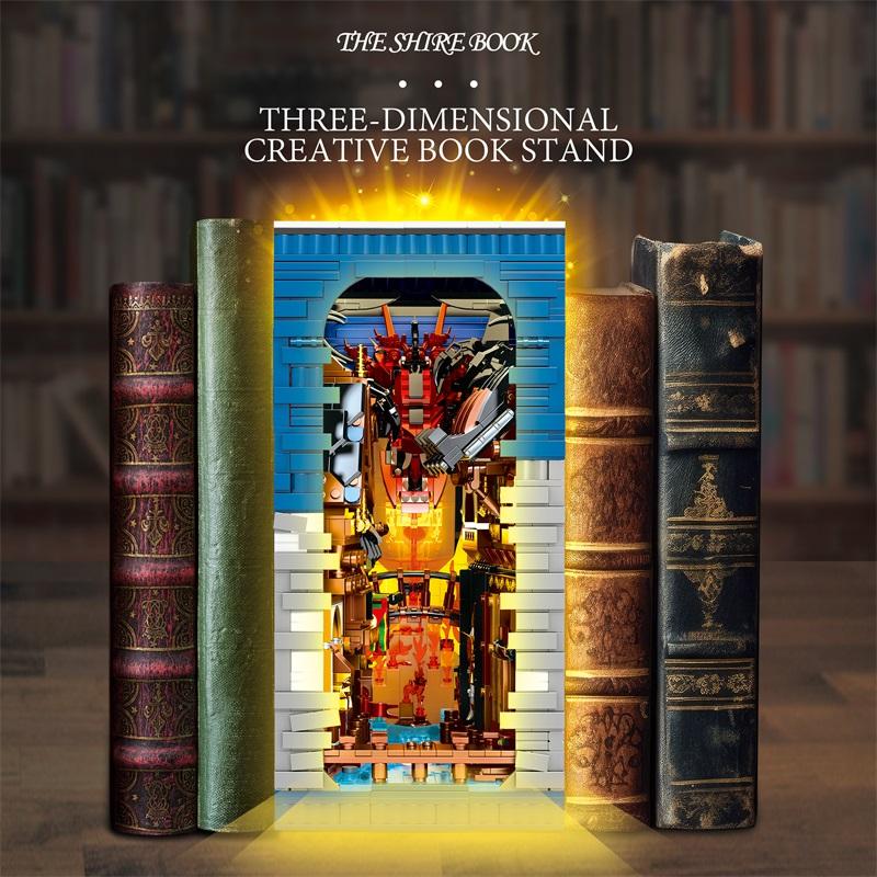 3398PCS Hobbit Themed Bookstore Building Blocks Assembly Toys Creative Desktop Decoration Bookends Model Bricks Kids Toys Gifts