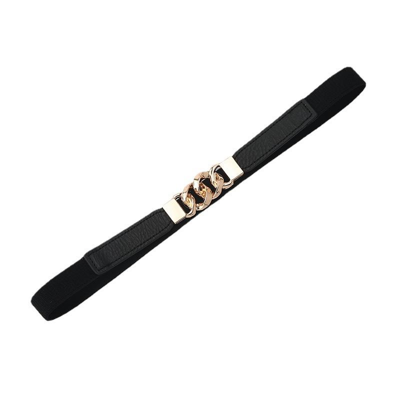 Elastisk Elastisk Enkelt Tynt Belte Damekjole Genser Blazer Midjeforsegling Svart