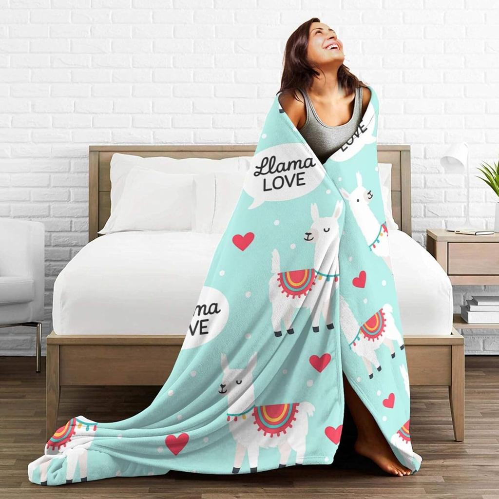 Alpaca Throw Blanket Cute Llamas Blanket Alpaca Gifts for Women Girls Soft Cozy Flannel Fleece Fuzzy Stuffed Plush Bedding Decor