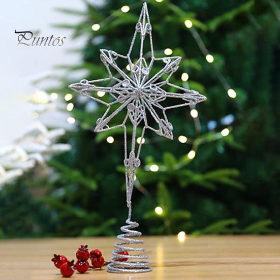 Étoile de sommet d'arbre de noël, couleur vive scintillante, antirouille, conception ajourée, ornement de sommet d'arbre de noël 3D