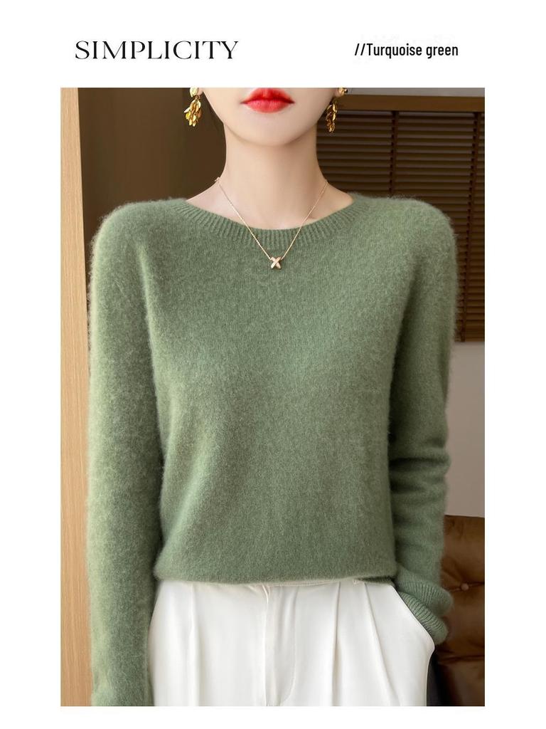 Dámský volný pletený svetr ze 100% čisté vlny na podzim/zimu