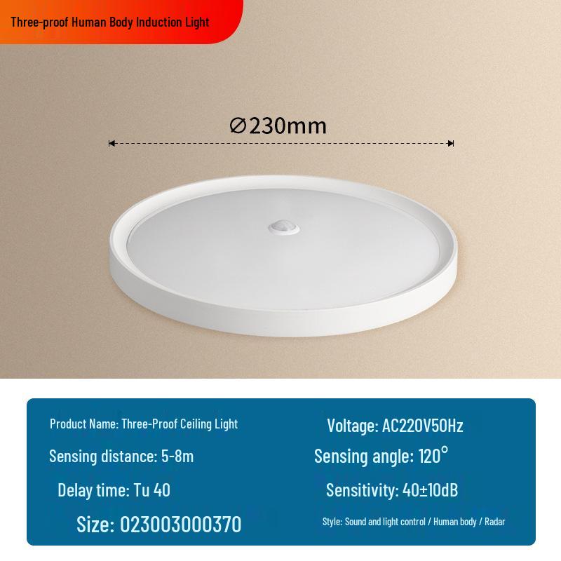 Ultra-Thin LED Radar Ceiling Light with Motion Sensor for Stairwell and Hallway