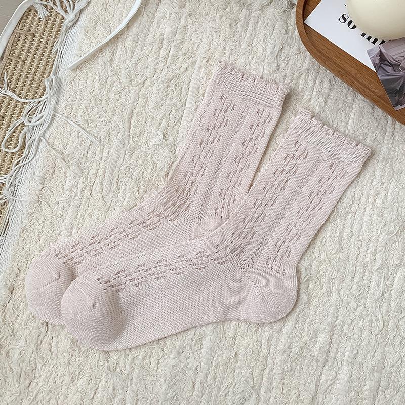 

Женские летние тонкие свободные сетчатые влагоотводящие дышащие носки-гольфы средней длины 1 pair хаки