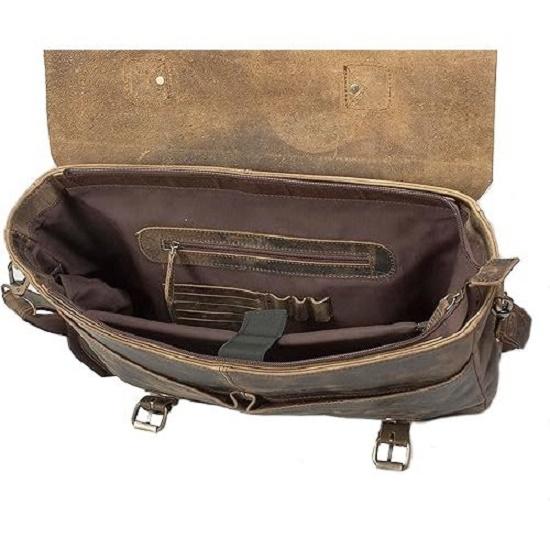 Classic Genuine Buffalo Leather Bag - Handcrafted Vintage Designer Shoulder Tote Messenger Bag - Ideal for Laptops