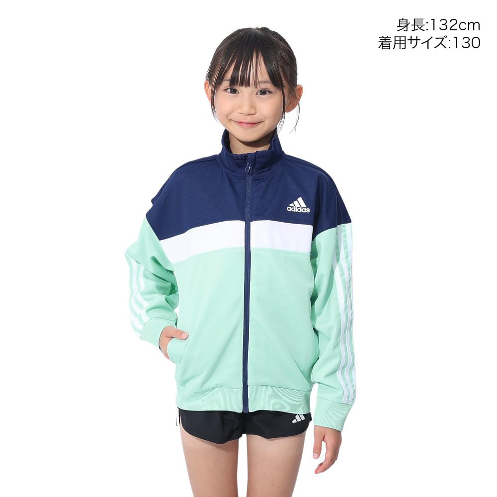 Adidas Tiberio Aero Lady Double Knit Jersey Regular Fit Track Aqua J130 Top, Jacket, Kids' JSY39, Semi-Flash (IS5173),