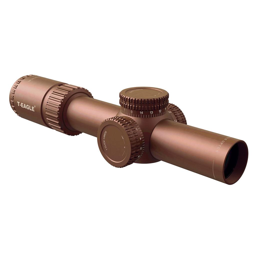 T-EAGLE 1.2-6x24IR Riflescope, Short Scope, Variable Magnification Scope with One-Piece Mount (TAN)
