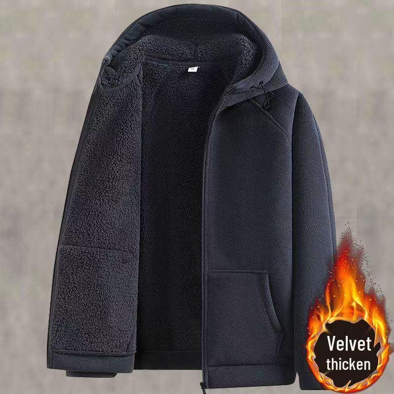 Мужской утепленный флисовый худи-кардиган: Теплый зимний стиль M 80-105 lbs