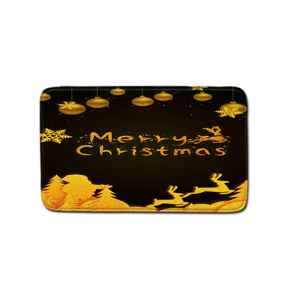 Christmas Bathroom Non-Slip Doormat Bathroom Waterproof Shower Curtain Toilet Floor Mat Four-Piece Shower Room Absorbent Carpet
