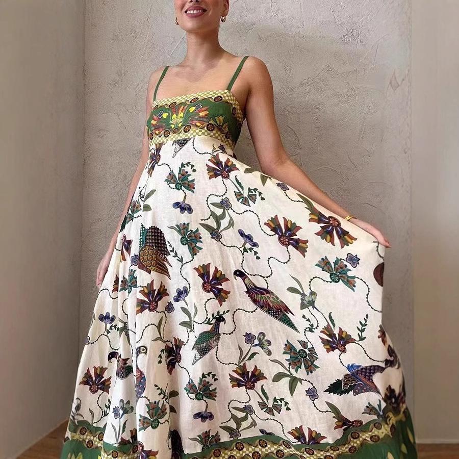 2024 Summer High-Waist Sleeveless Printed Dress for Women