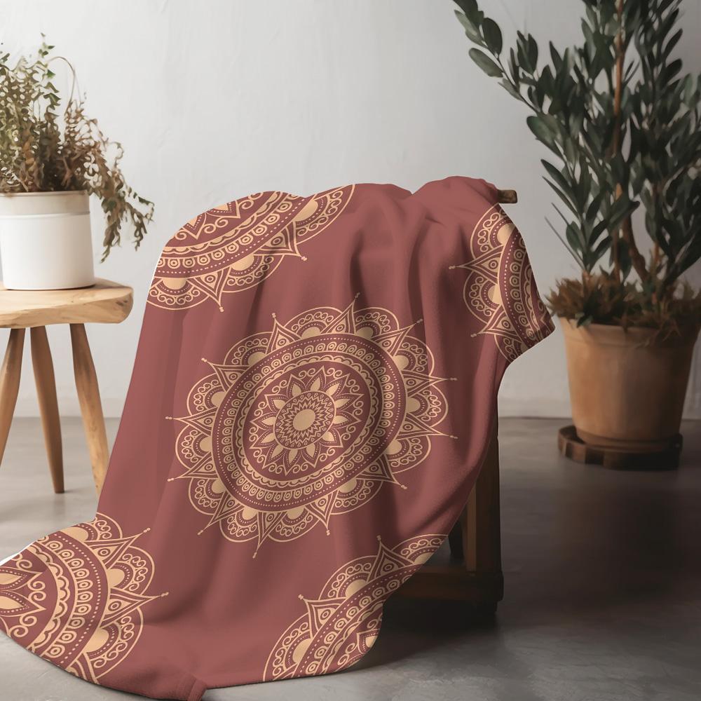 Manta de Forro Polar Mandala Boho Turco Manta de Algodón Bordada Cubierta de Cama para Festival Manta de Sofá con Patrón Geométrico