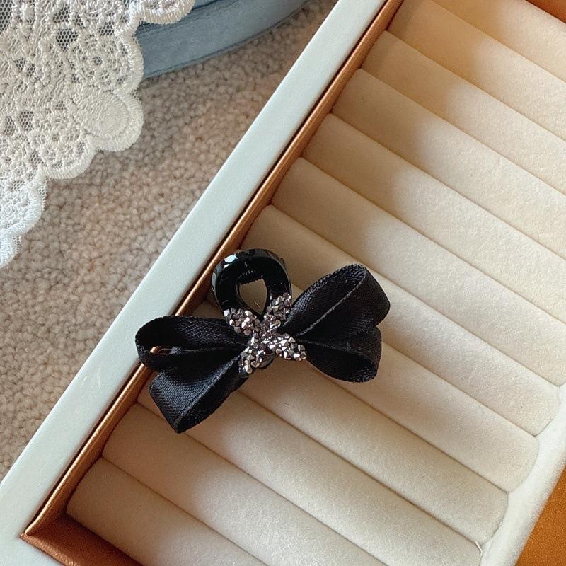 Elegant Fabric Bow Rhinestone Hair Clip, Stylish Side and Half-Up Hair Accessory for Girls