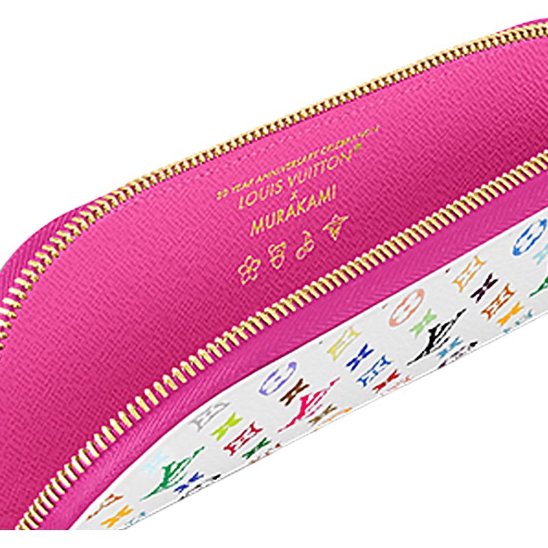 Louis Vuitton X Takashi Murakami Charlotte Letter Logo Reißverschluss Reise Aufbewahrungstasche Unisex Taschen Weiß Mehrfarbig GI1303