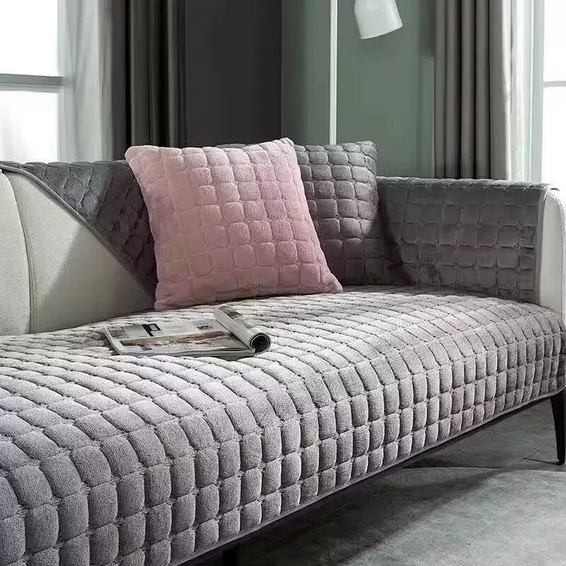 Sofa Cushion Winter Non-slip Thick Plush Sofa Cover Autumn and Winter Universal Sofa Cover Cushion