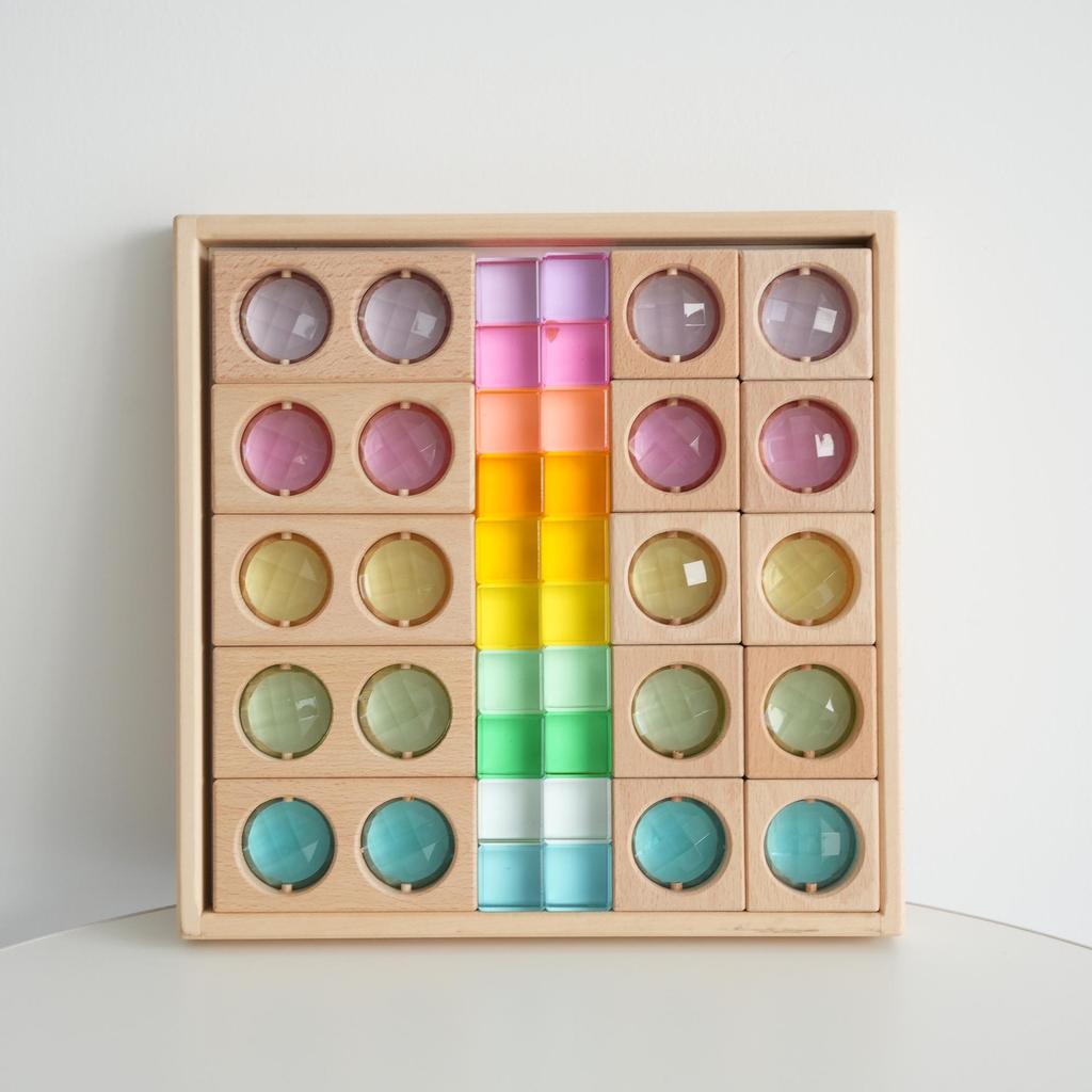 Transparent Rainbow 3D Building Blocks: Educational Acrylic Cubes for Children