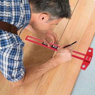 2 In 1 Line Marking Ruler Aluminum Alloy T Square Drilling Positioning Scoring Ruler Metric Inch Scale 300MM/500MM