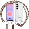 Case for Samsung Galaxy A37 5G, Transparent Slim Shockproof Hard with Brown White Lanyard