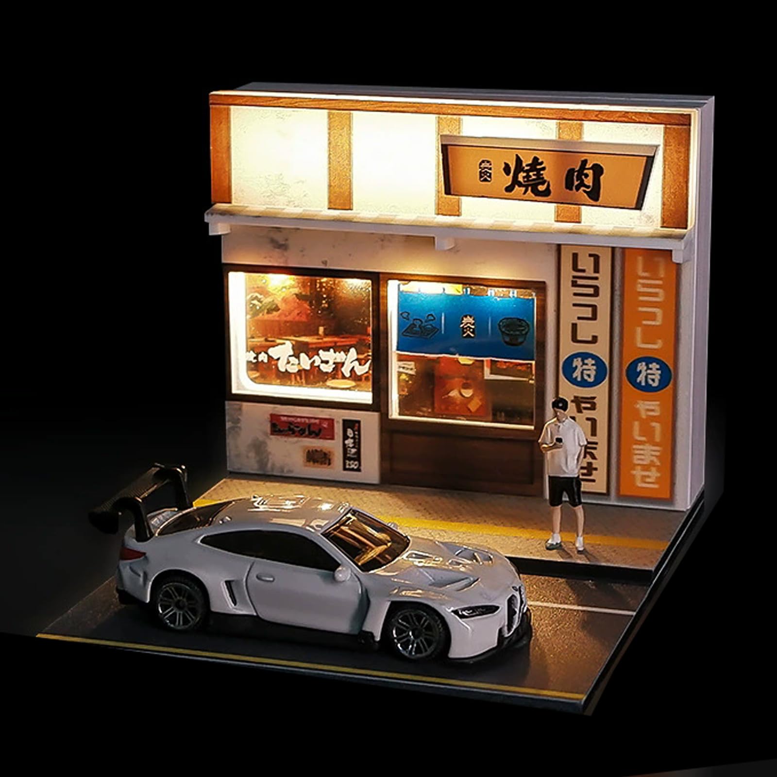 

Масштабный ресторан Якинику с USB-подсветкой, декоративный пейзаж, архитектурное хобби, развитие 164 вверх, магазин, улица, проезжая часть, коллекция, диорама,