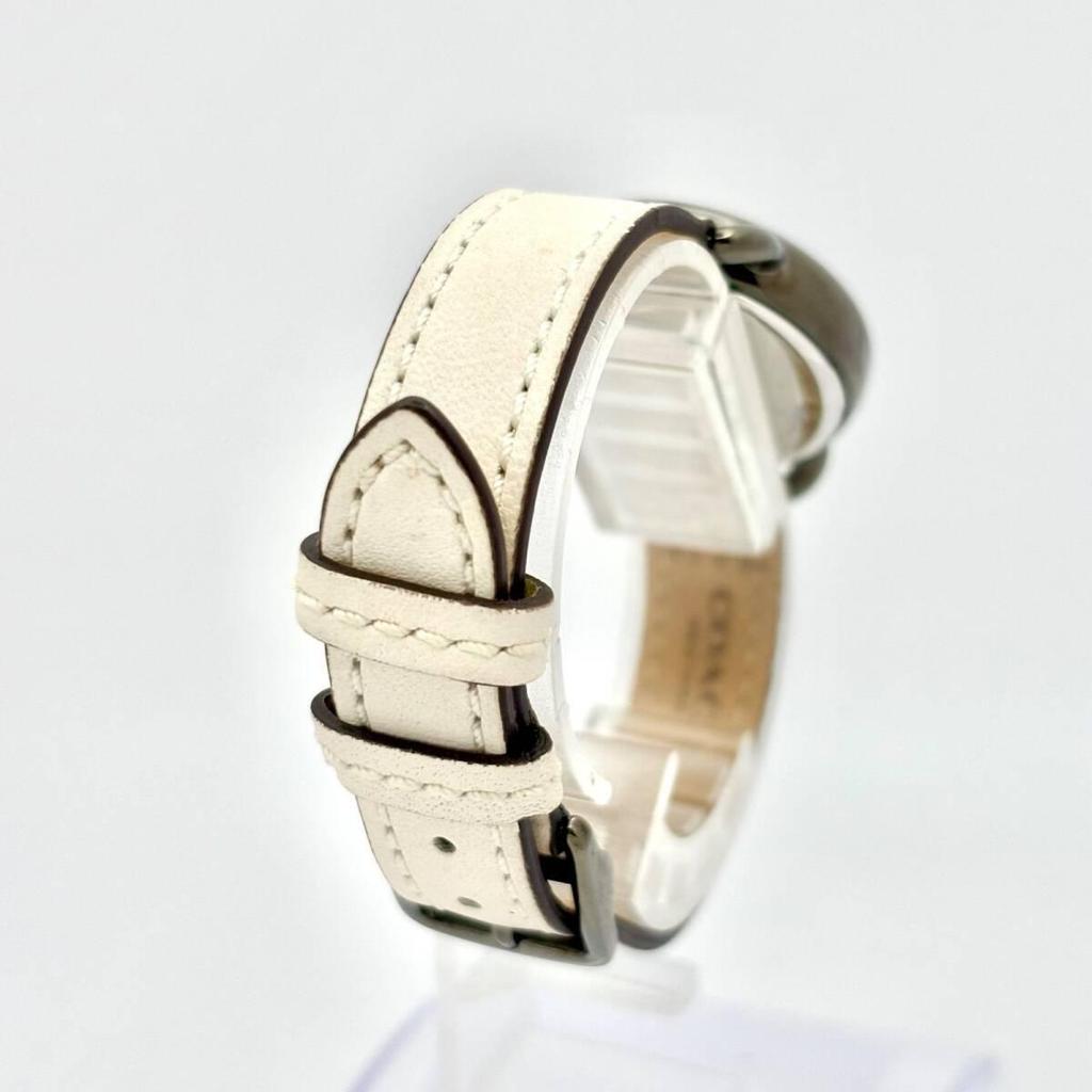 Used [Unused/New Battery] COACH Women's Watch Colored Stone Silver CA.97.7.34.1473 Genuine Belt