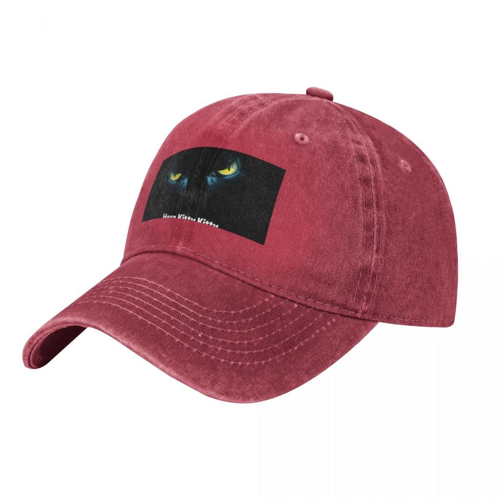 Scary Cat Eyes On A Black Background Baseball Caps Vintage Denim Washed Headwear Unisex Style Outdoor Running Hats