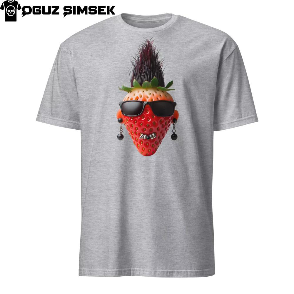 

Unique Strawberry with Mohawk Hair, Sunglasses, Earrings Short-Sleeve T-Shirt 4XL