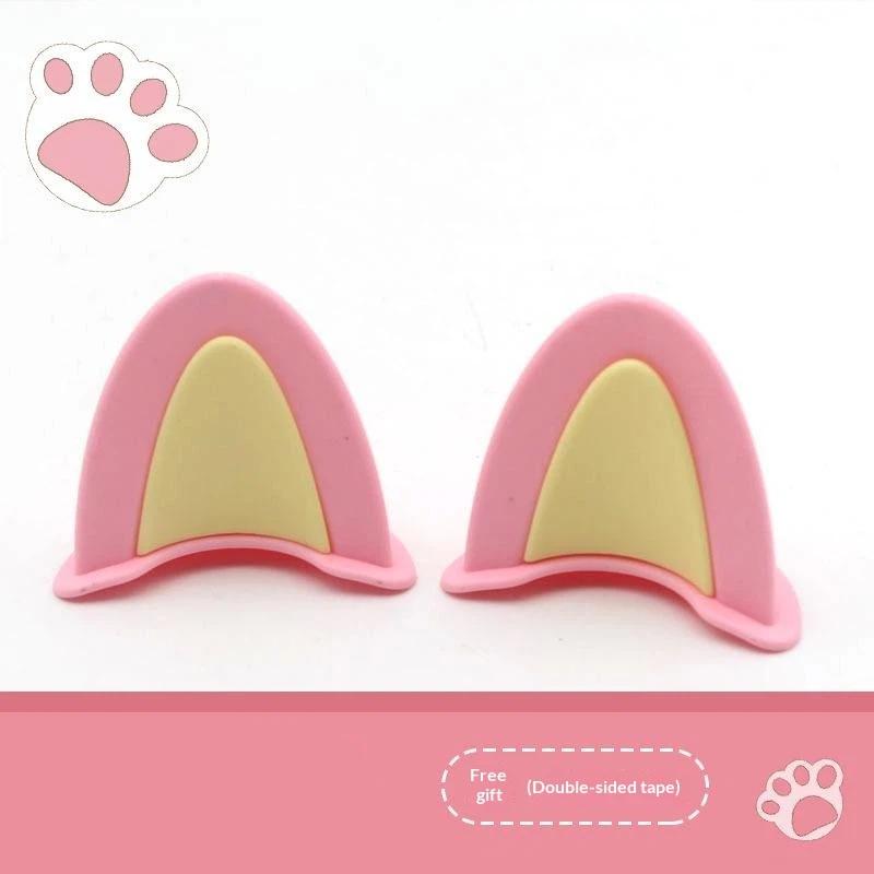 Soft ABS Bear Ear Helmet Decorations 1 Pair Adorable Appearance Easy to Install for Outdoor Riding Sports Helmets