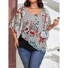 Plus Size Women's Chiffon Shawl Fake Two Piece T-Shirt