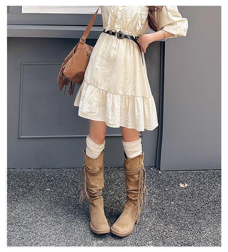 Manzi 2025 Retro Wasteland Su Kozačky nad koleno na robustním podpatku pro dospělé