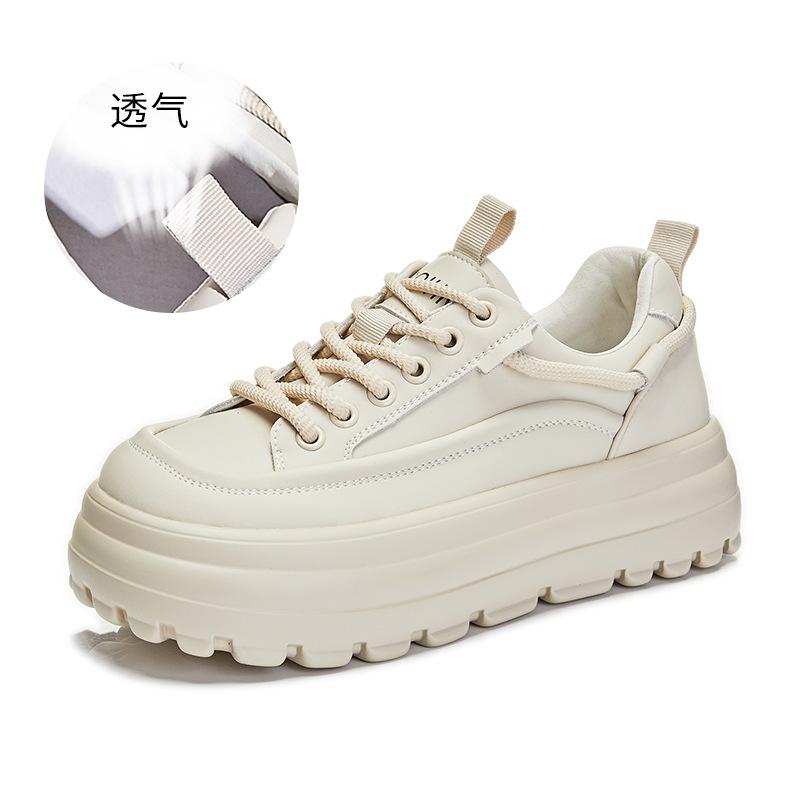 

Кожаные белые туфли женские 2025 весна новые повседневные туфли на плоской подошве мягкие кожаные женские модные однотонные туфли на толстой подошве прилив 35