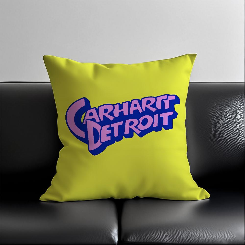 Módní povlak na polštář s logem C-Carhartt, proti roztočům, s neviditelným zipem, hebký krátký plyš, potah na polštář na pohovku