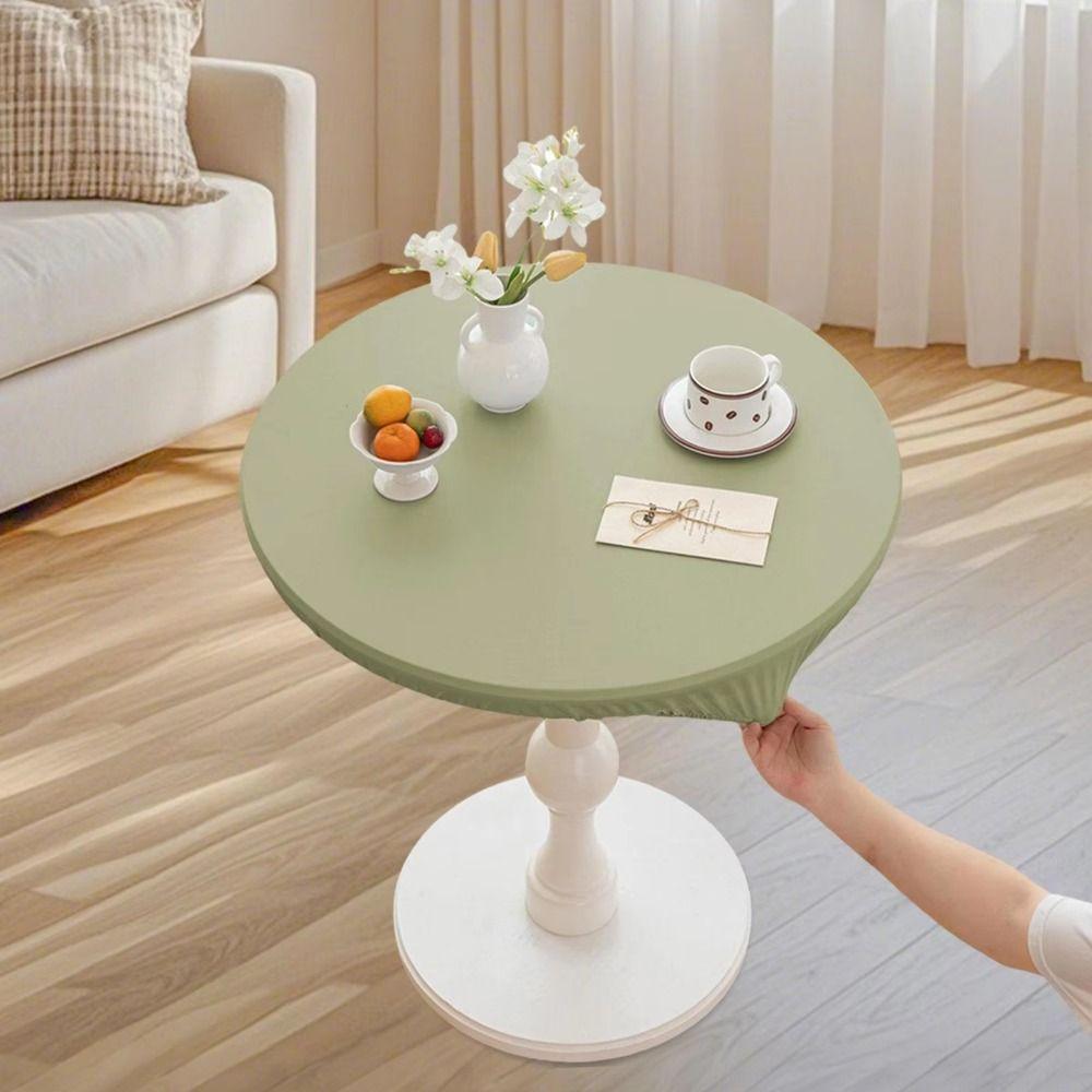 Waterproof Round Table Cover Oil Proof Table Protector Full-wrapped Desktop Cover  Kitchen Use