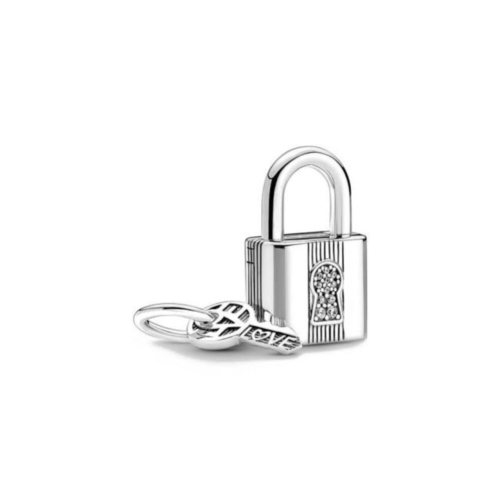 New 925 Silver Charm Fit Original Bracelet Accessories Women Jewelry Love Series Lock And Key