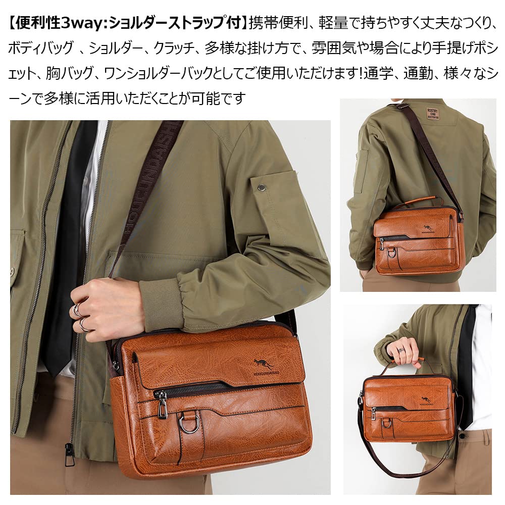 Whatna Kožená taška přes rameno, do ruky, crossbody, hrudní taška s klíčem, vhodná pro iPad, horizontální, ideální jako taška přes rameno nebo na kolo, pánská taška, 3-cestná, kabelka,