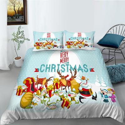 Christmas Gift Series Quilt Cover Pillowcase Two Or Three-Piece Set Polyester Digital Printing Holiday Decoration