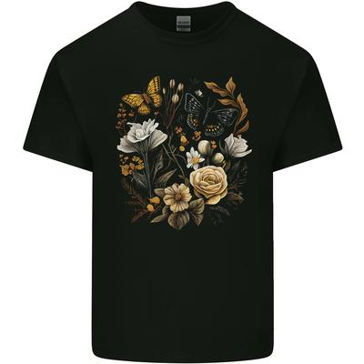 Butterfly and Flowers Nature Mens Cotton T-Shirt Tee Top Unisex T-Shirt